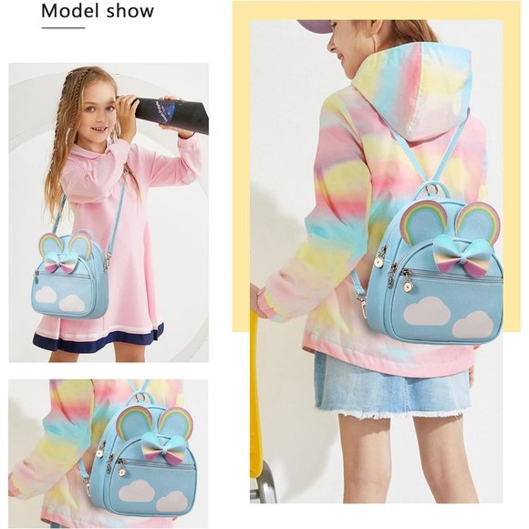 Bowknot Polka Dot Mini Backpack And Convertible Shoulder Bag Purse for Women - Picture 7 of 7